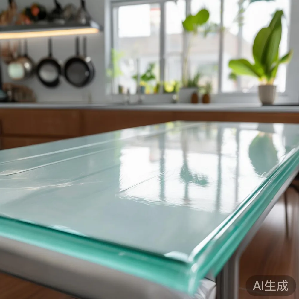 A sleek glass dining table in a bright Singapore HDB kitchen