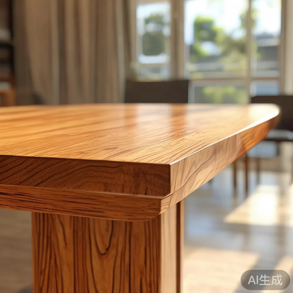 Modern solid wood dining table in a Singapore HDB living room