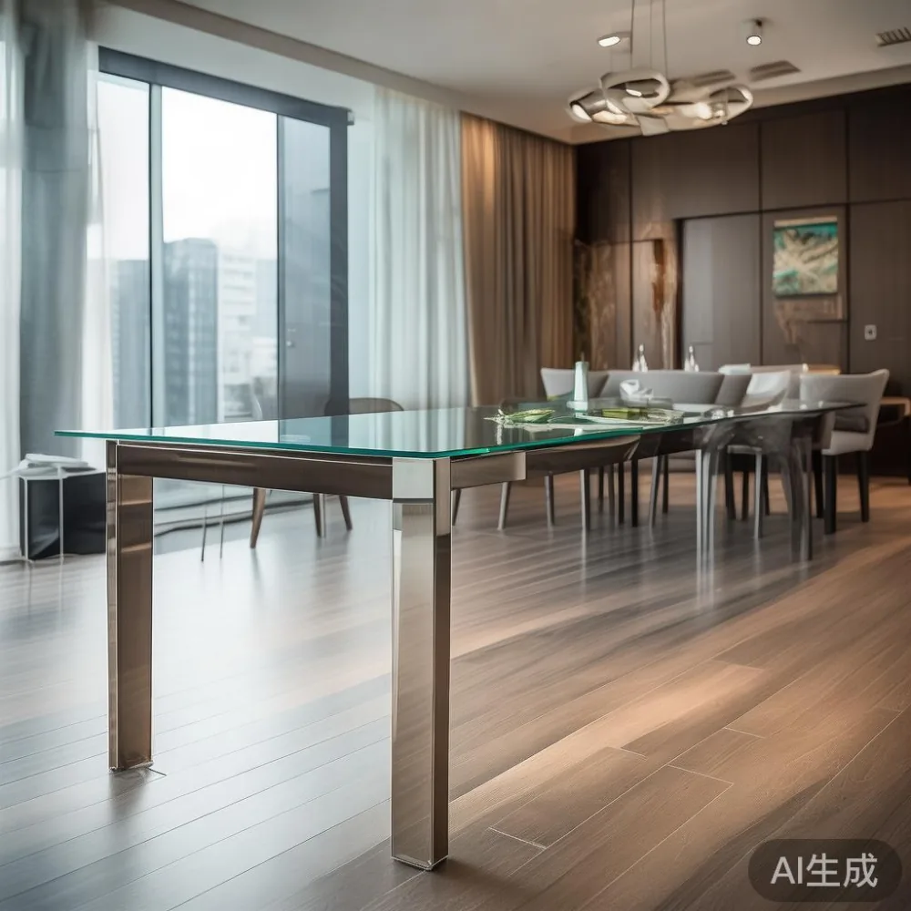 Custom glass-top dining table in a spacious Singapore condo dining room