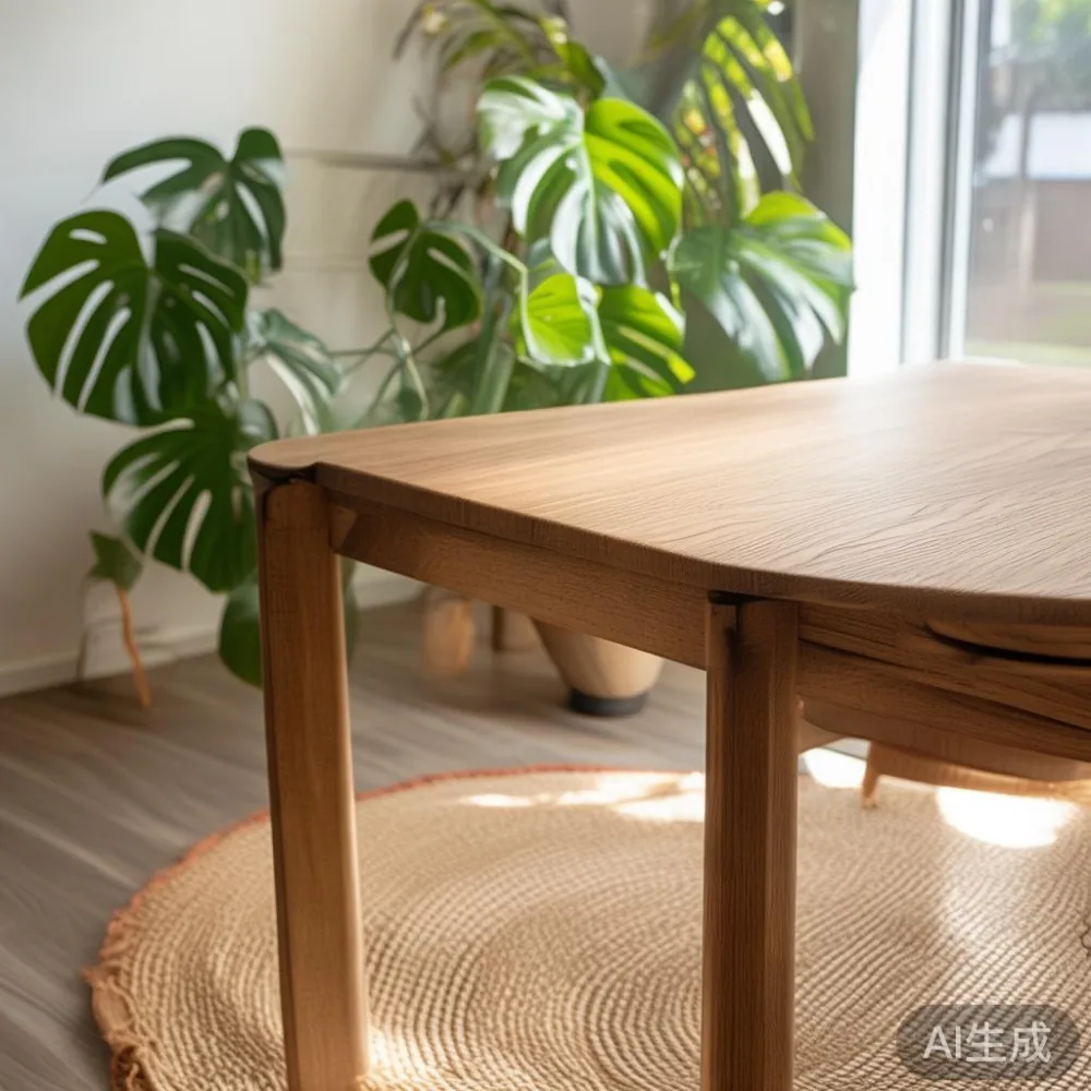 Compact solid oak 4-seater dining table in a Singapore 4-room HDB dining nook