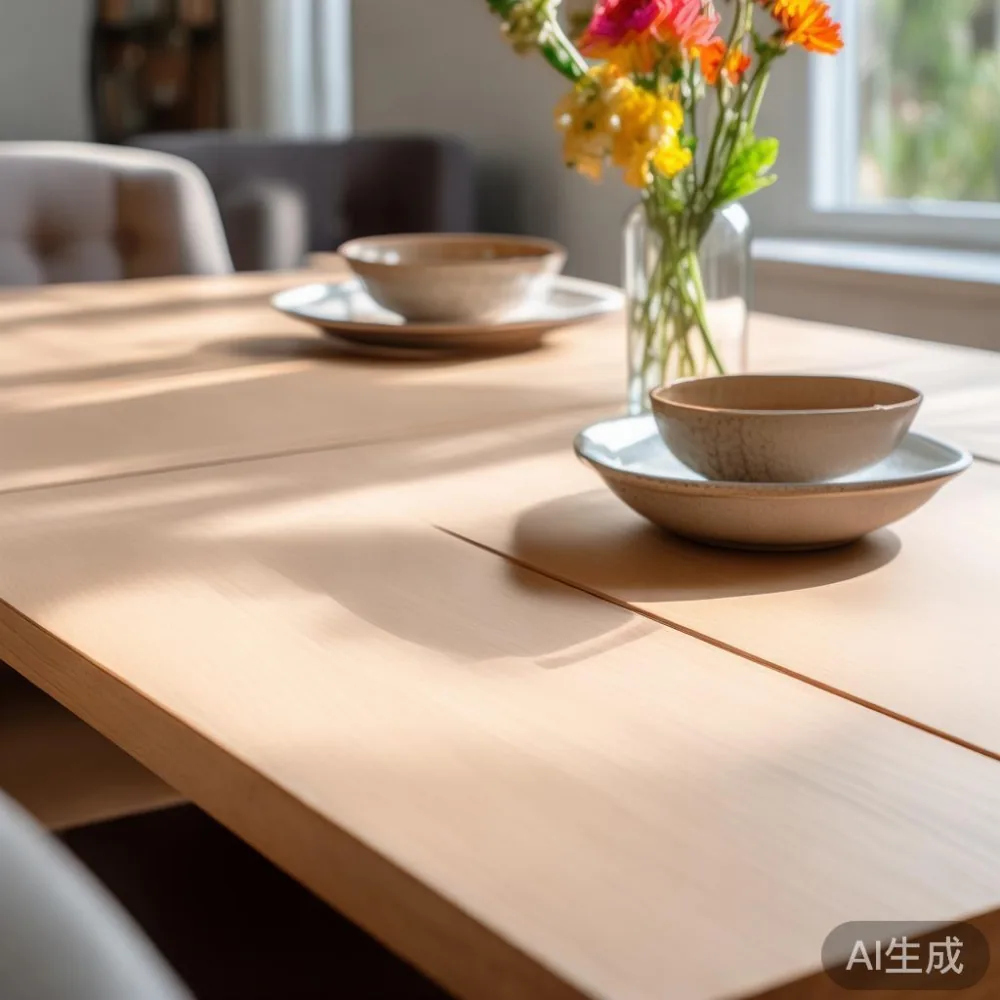 Partially extended dining table in a 90sqm Singapore condo open-concept space