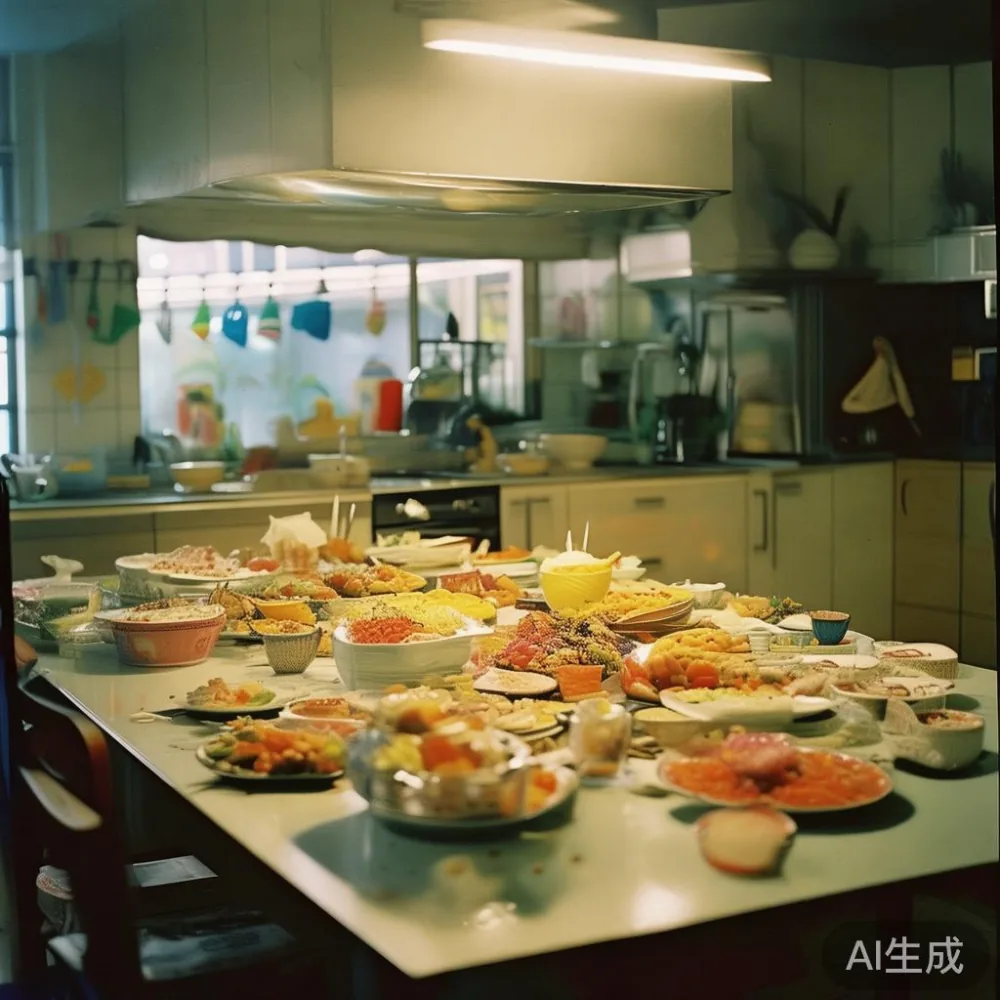 Family dining at a rectangular table in a Singapore HDB kitchen