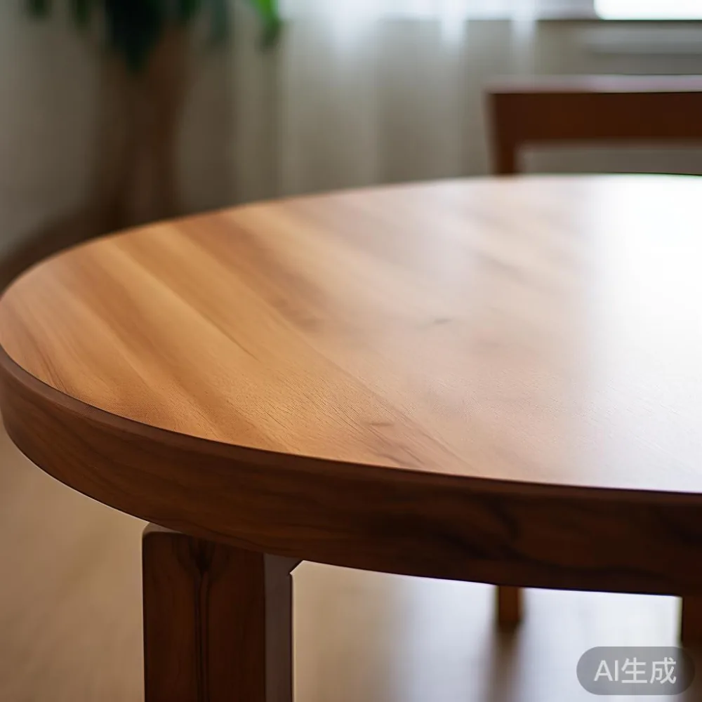 Modern solid wood dining table in a Singapore HDB living room