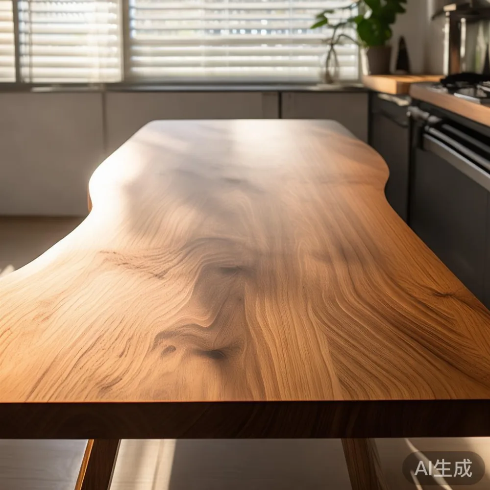 Custom solid wood dining table in a Singapore HDB kitchen