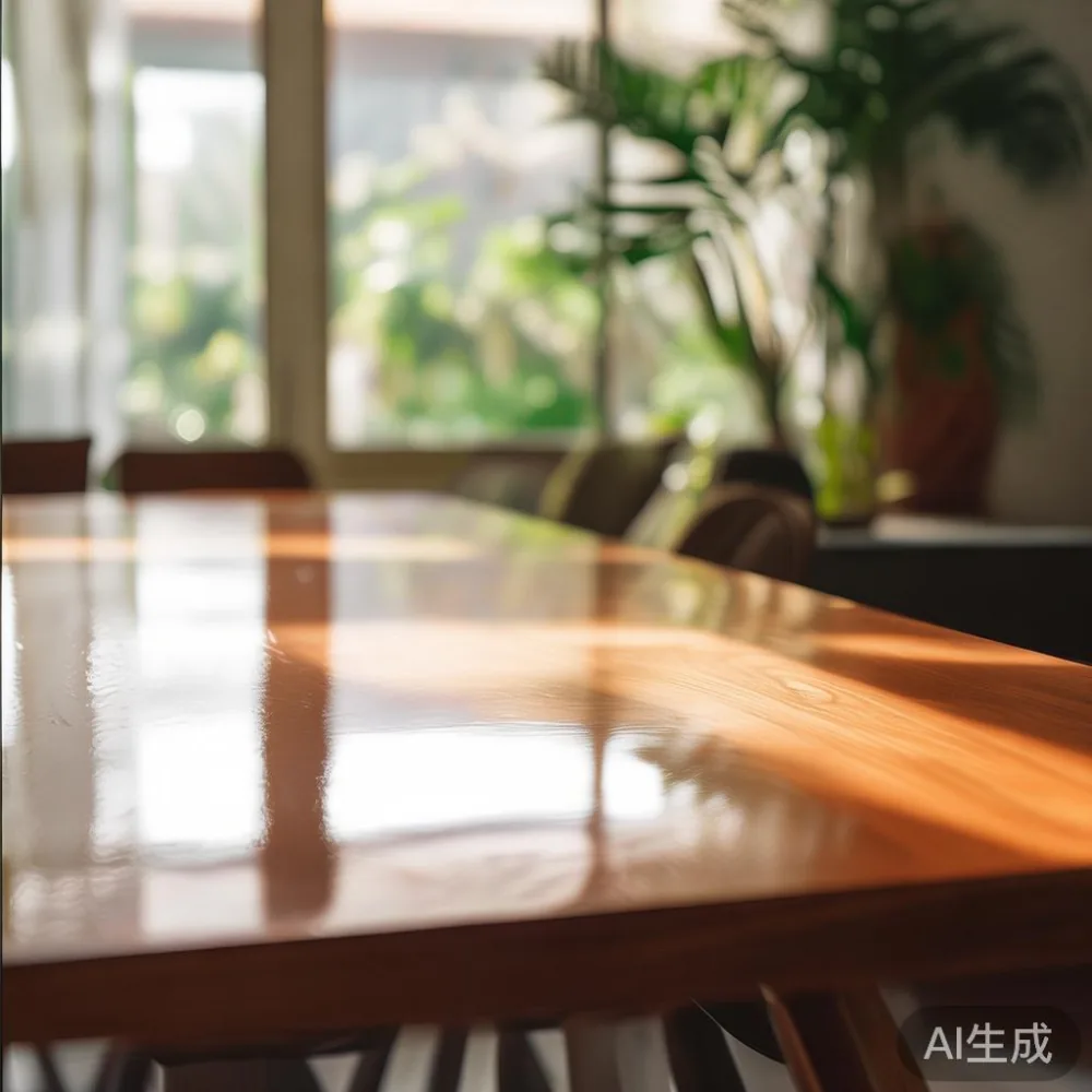 Caring for a Lacquered Dining Table in Singapore's Tropical Climate — in a sunlit Singapore HDB living room, morning l