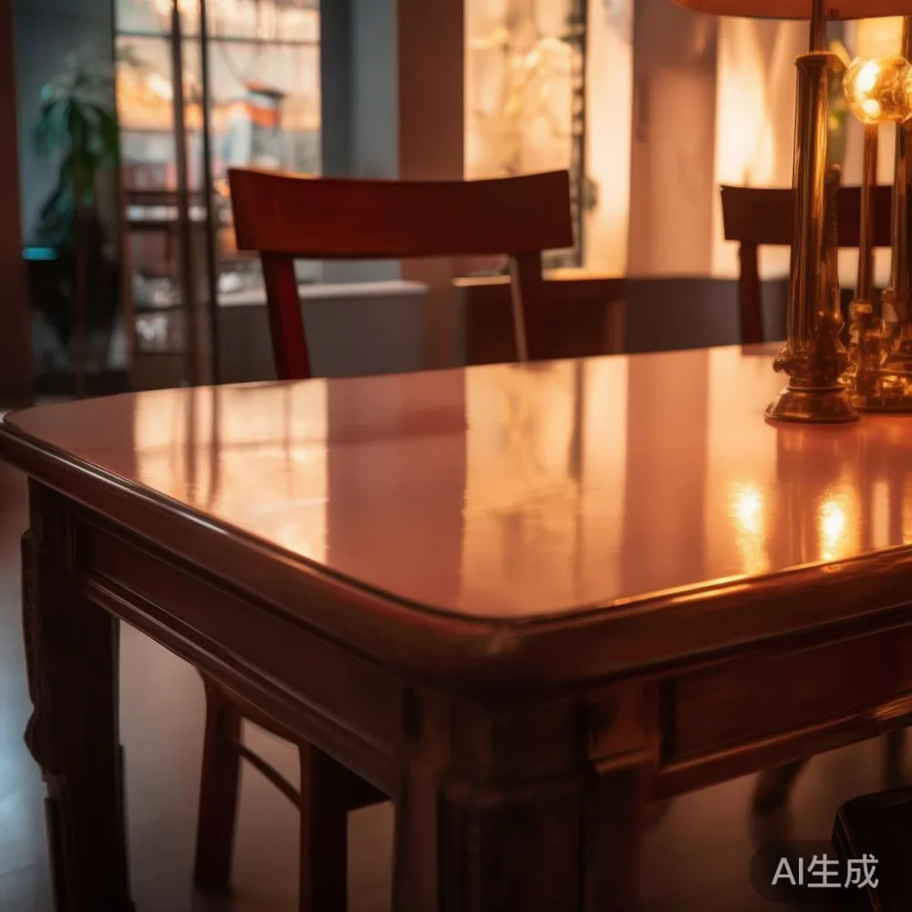 Caring for a Lacquered Surface in a Tropical Climate — room setting at dusk with warm lamp light, film 