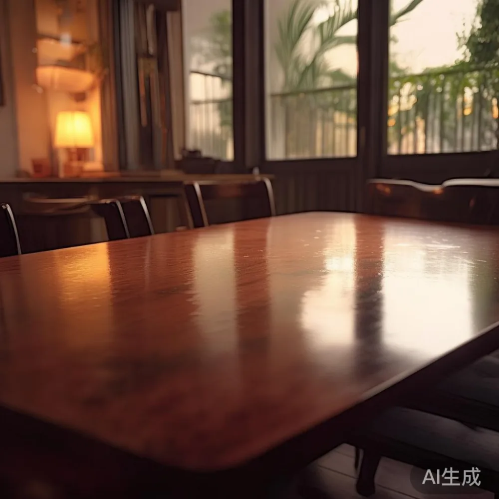 Caring for a Lacquered Surface in a Tropical Climate — room setting at dusk with warm lamp light, film 